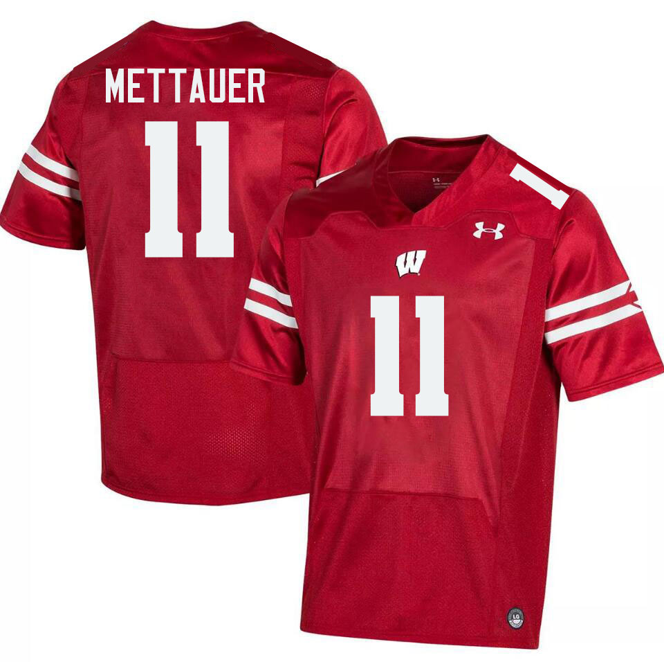 Men #11 Mabrey Mettauer Wisconsin Badgers College Football Jerseys Stitched-Red